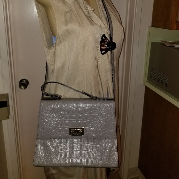 Kate Spade Doris  gray croc crossbody  bag - Picture 8 of 11